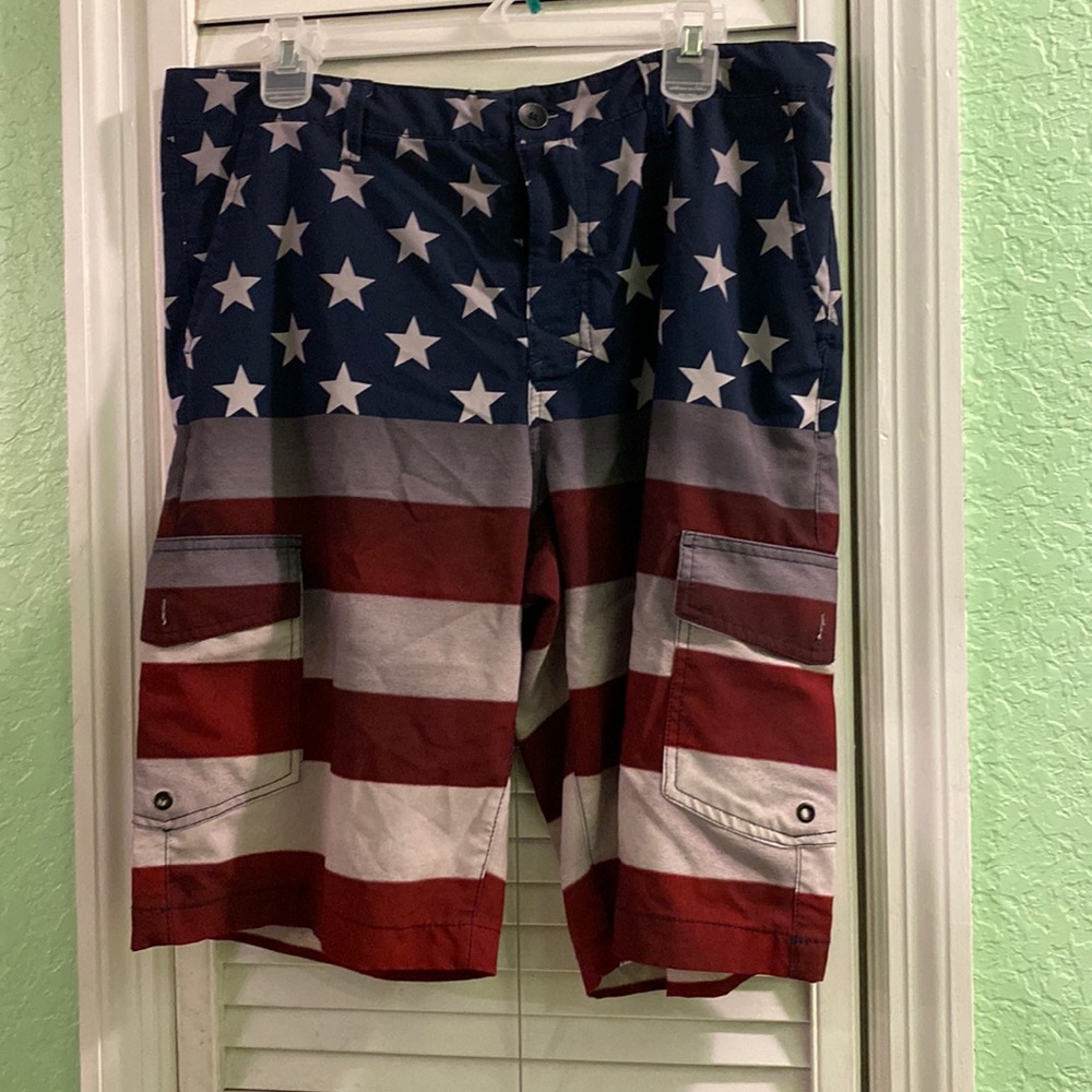 Tony Hawk Men’s American Flag Bathing Suit Swim Trunks 34